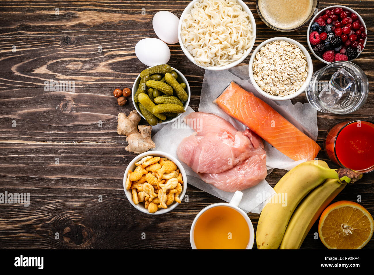 Selection of food that helps with hangover Stock Photo Alamy