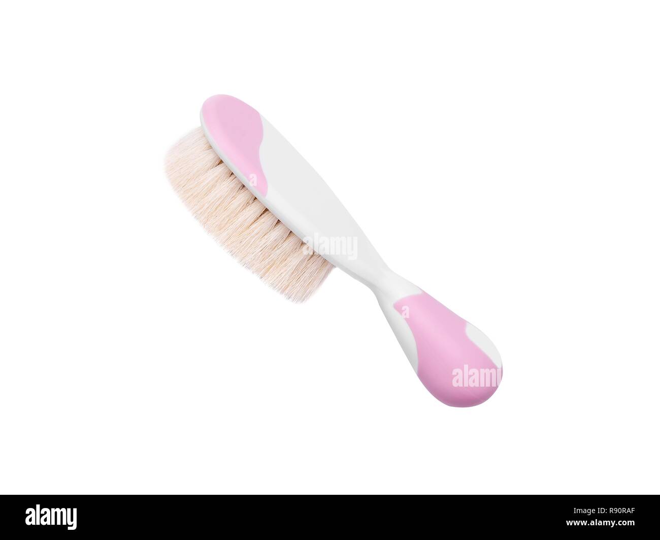 Brush for hair of newborns from natural wool. Stock Photo