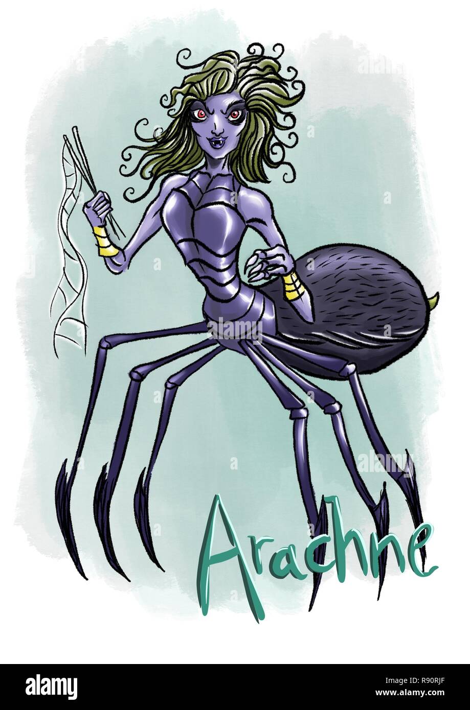 Arachne the spider illustration Stock Photo