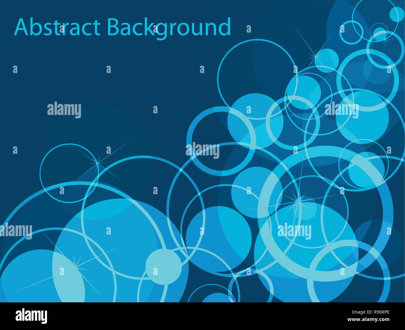 Bubble shiny circles on blue vector background. Abstract backdrop for cover presentation. Stock Vector