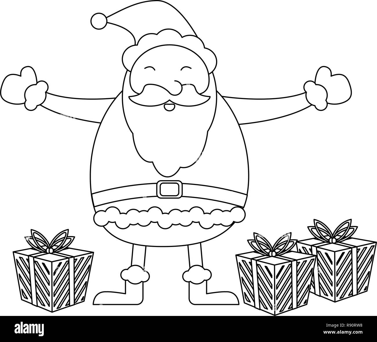 Christmas santa claus cartoon black and white stock vector image art