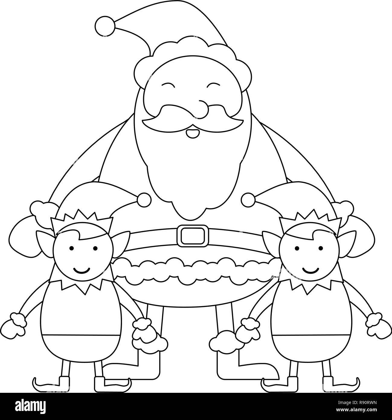 Christmas santa claus cartoon black and white stock vector image art