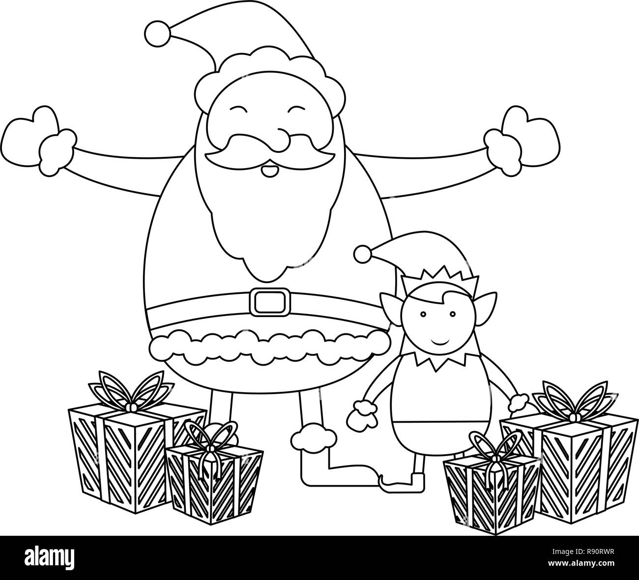 Christmas santa claus cartoon black and white stock vector image art