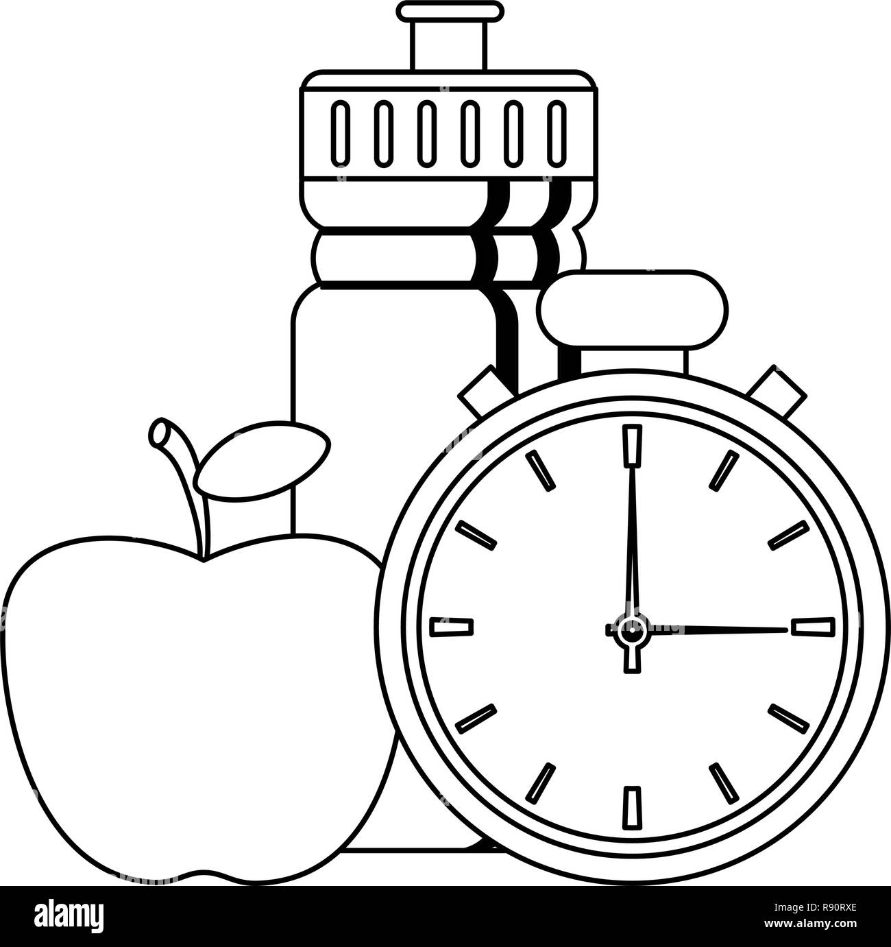 Fitness healthy lifestyle black and white Stock Vector Image & Art - Alamy