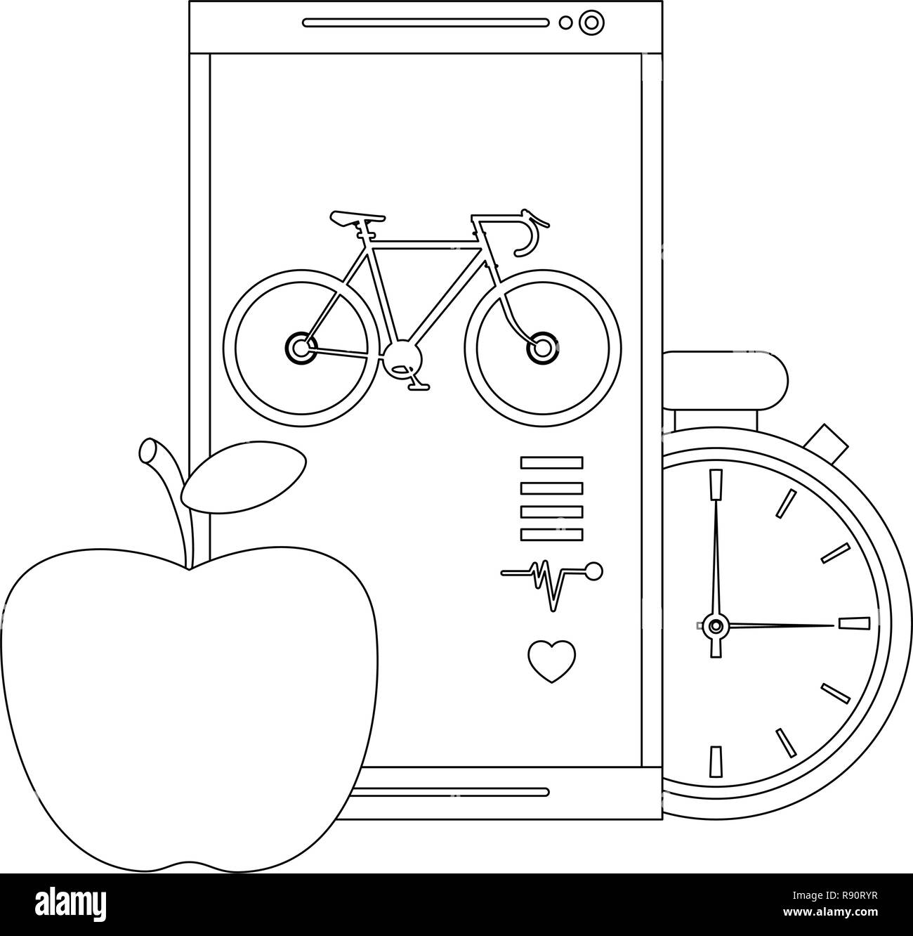 Fitness healthy lifestyle black and white Stock Vector Image & Art - Alamy