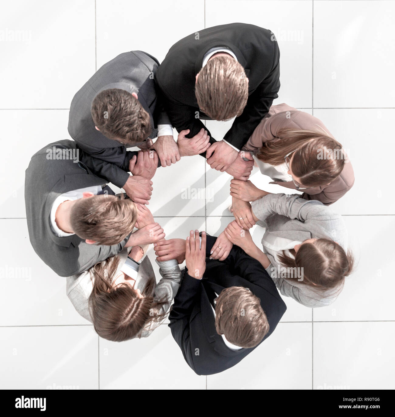 top view. business team forming a circle Stock Photo - Alamy