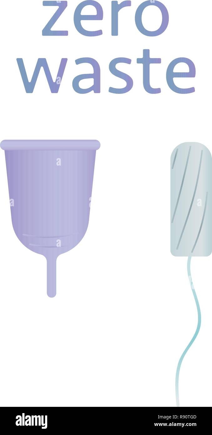 Zero waste concept poster. Tampons vs menstrual cup vector illustration  Stock Vector Image & Art - Alamy