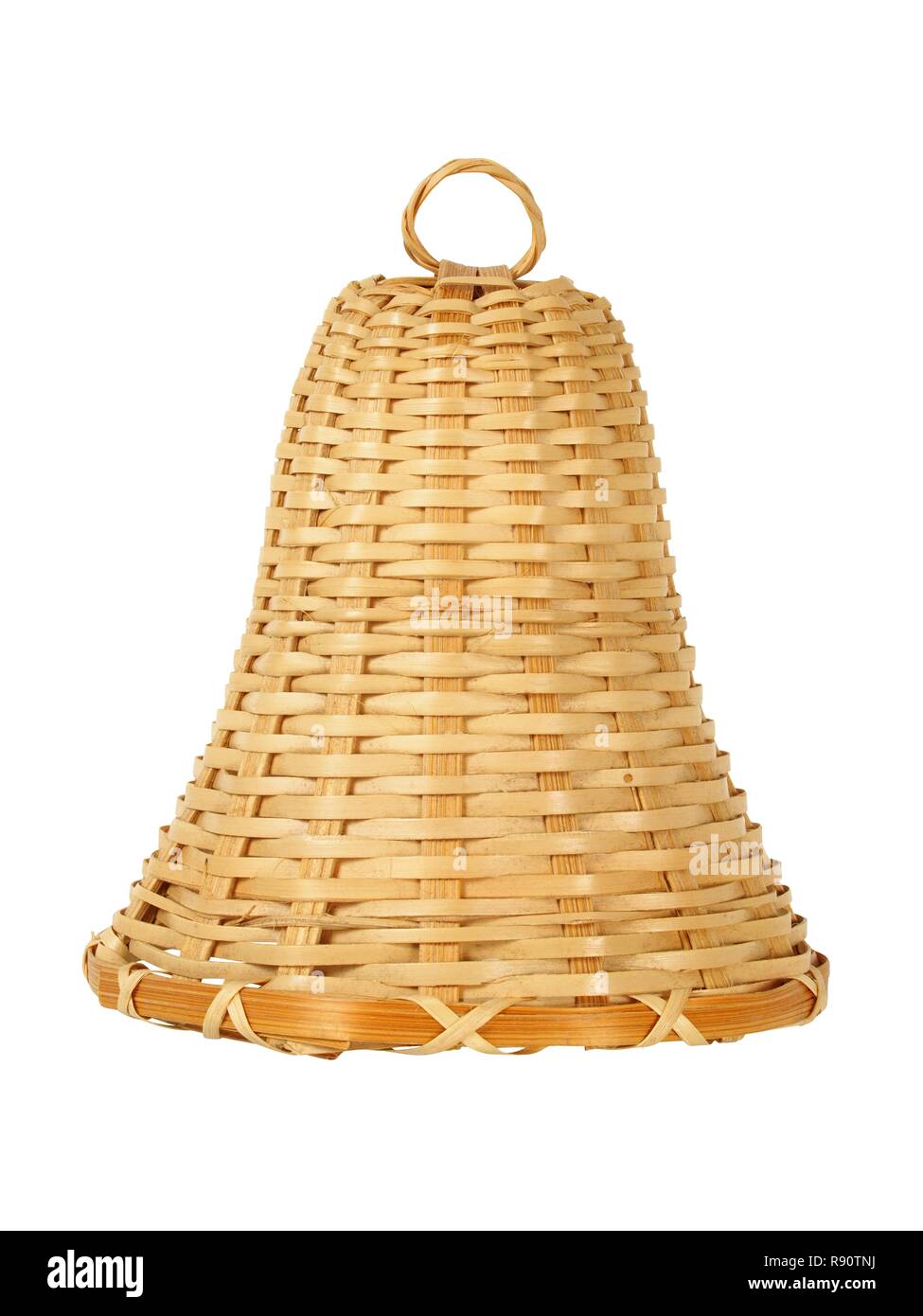 Wicker bell on white, can be used as Christmas tree decoration Stock Photo