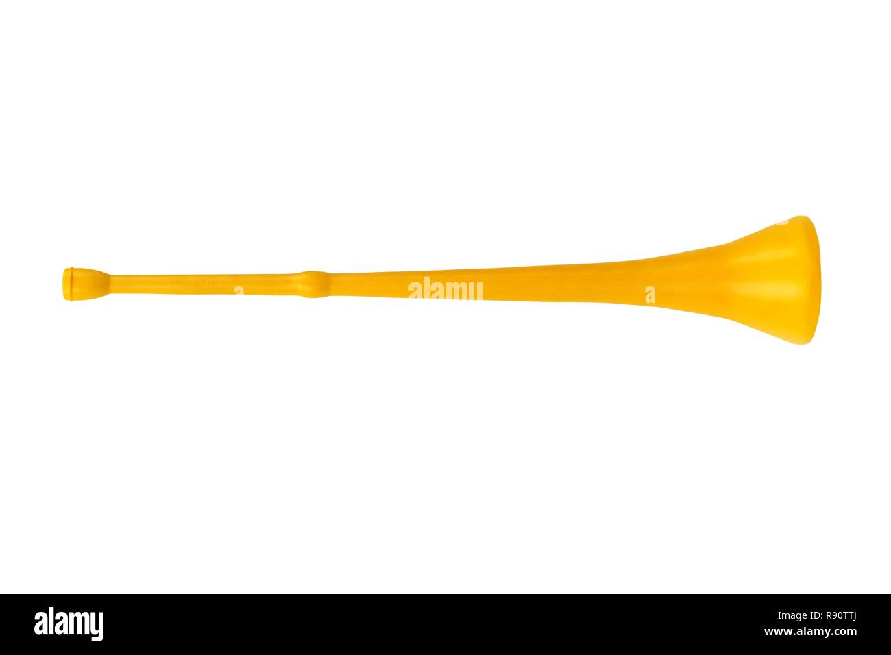 Yellow vuvuzela horn isolated on white background Stock Photo