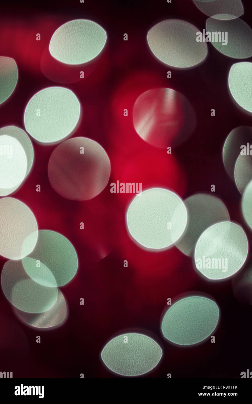 Bokeh created by blurred Christmas tree lights Stock Photo