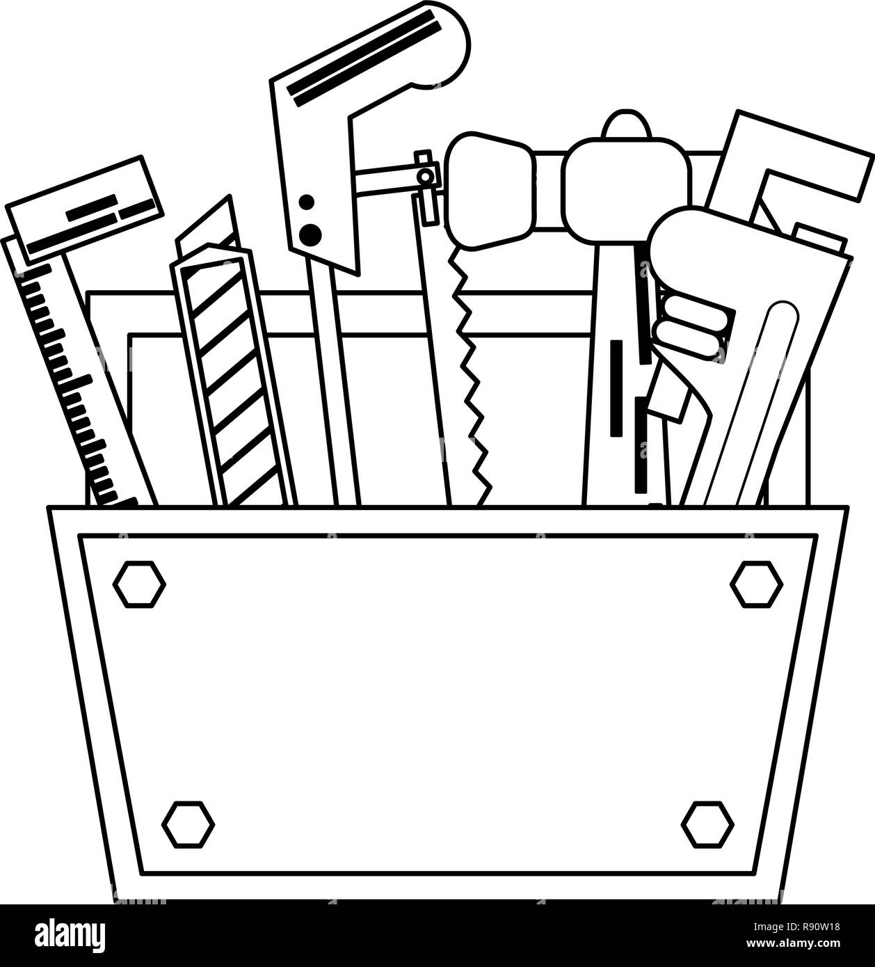 Construction tools and elements black and white Stock Vector Image ...