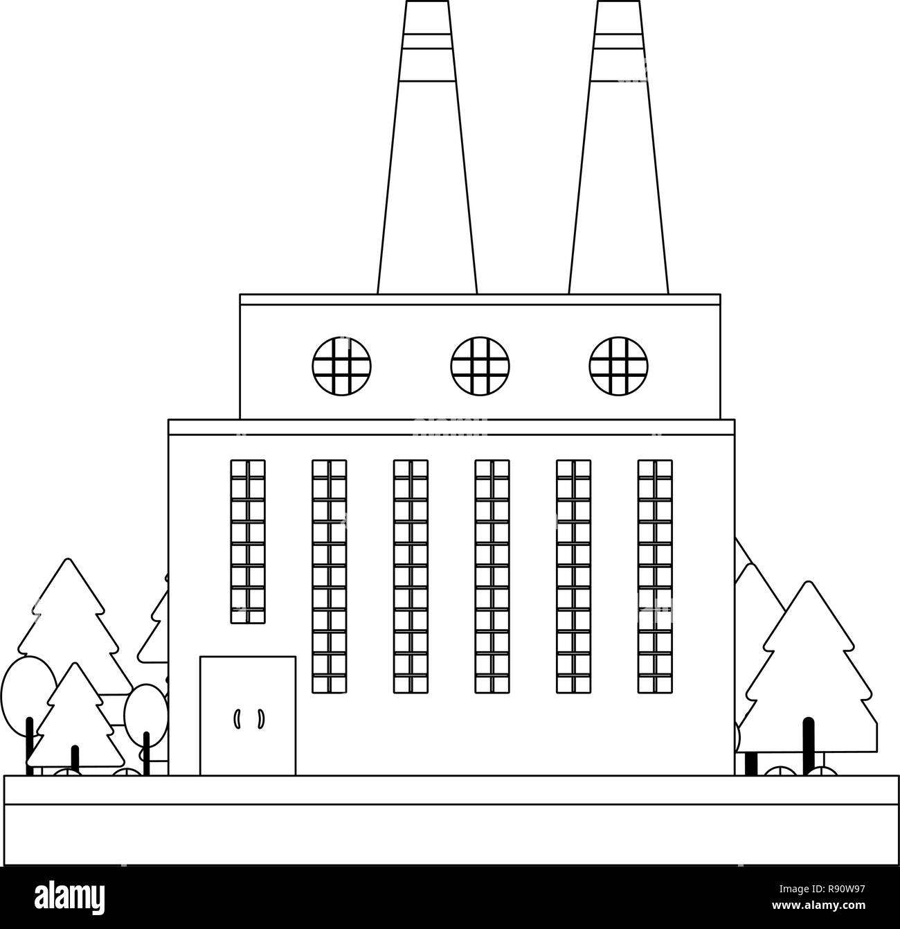 Factoy industry building black and white Stock Vector Image & Art - Alamy