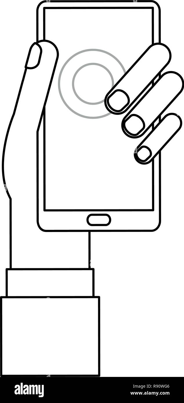 hand with smartphone in black and white Stock Vector Image & Art - Alamy