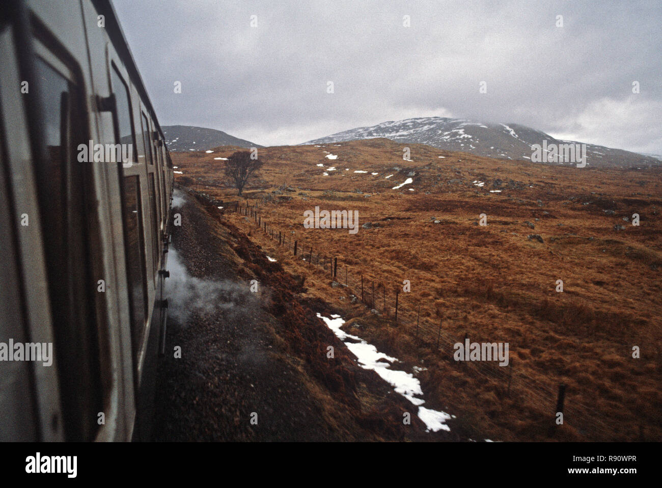 British Rail Diesel Locomotive Approaching Rannoch Moor Railway