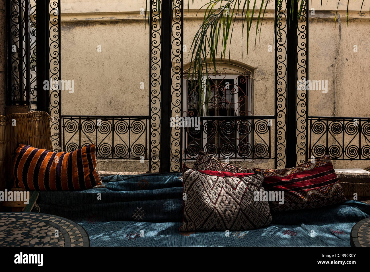 Fes, Morocco 21 September 2017 Relaxing corner in traditional