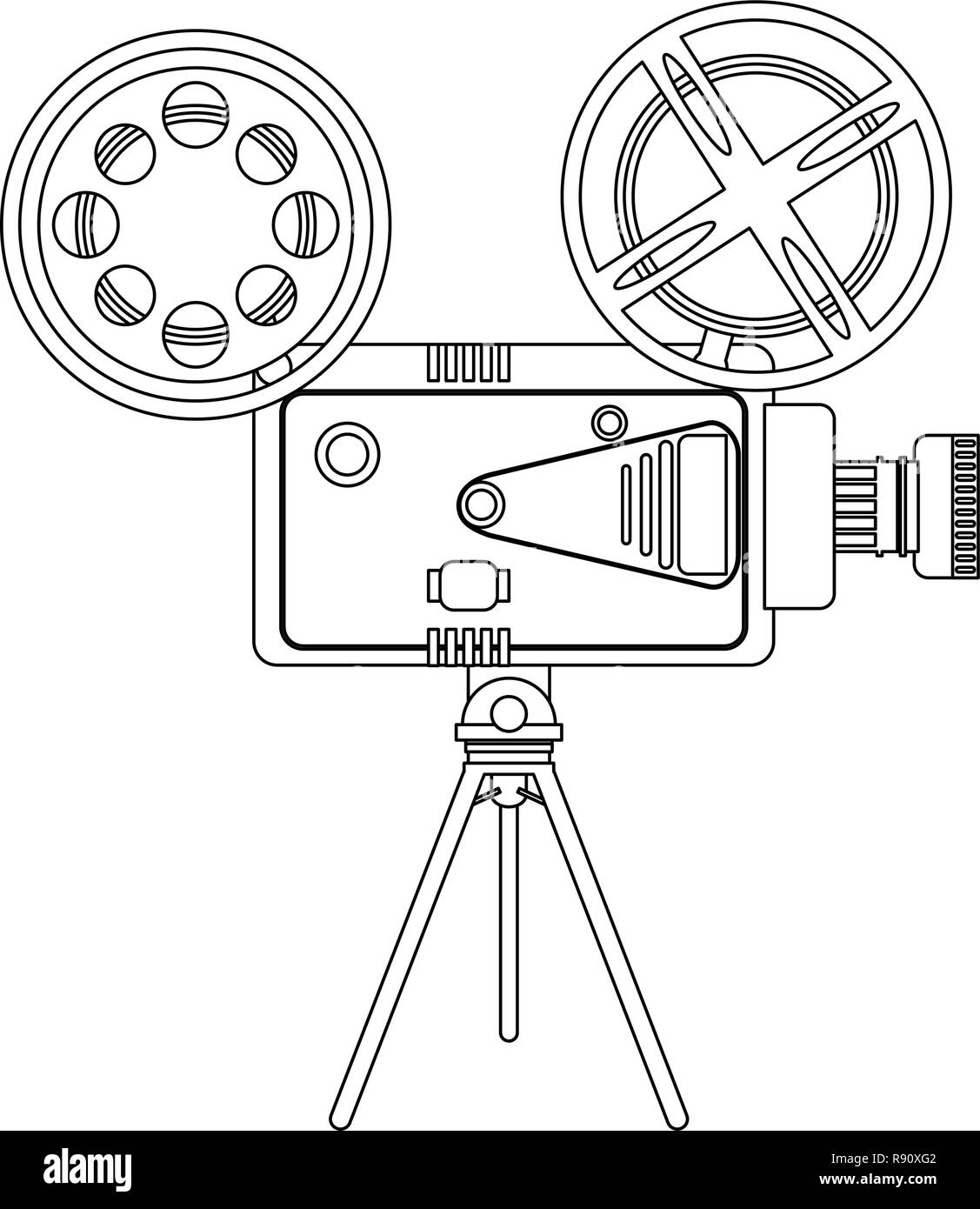 Cinema movie camera vintage in black and white Stock Vector Image & Art ...