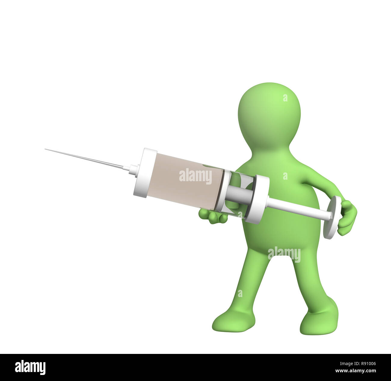 3d puppet - doctor with a syringe Stock Photo - Alamy
