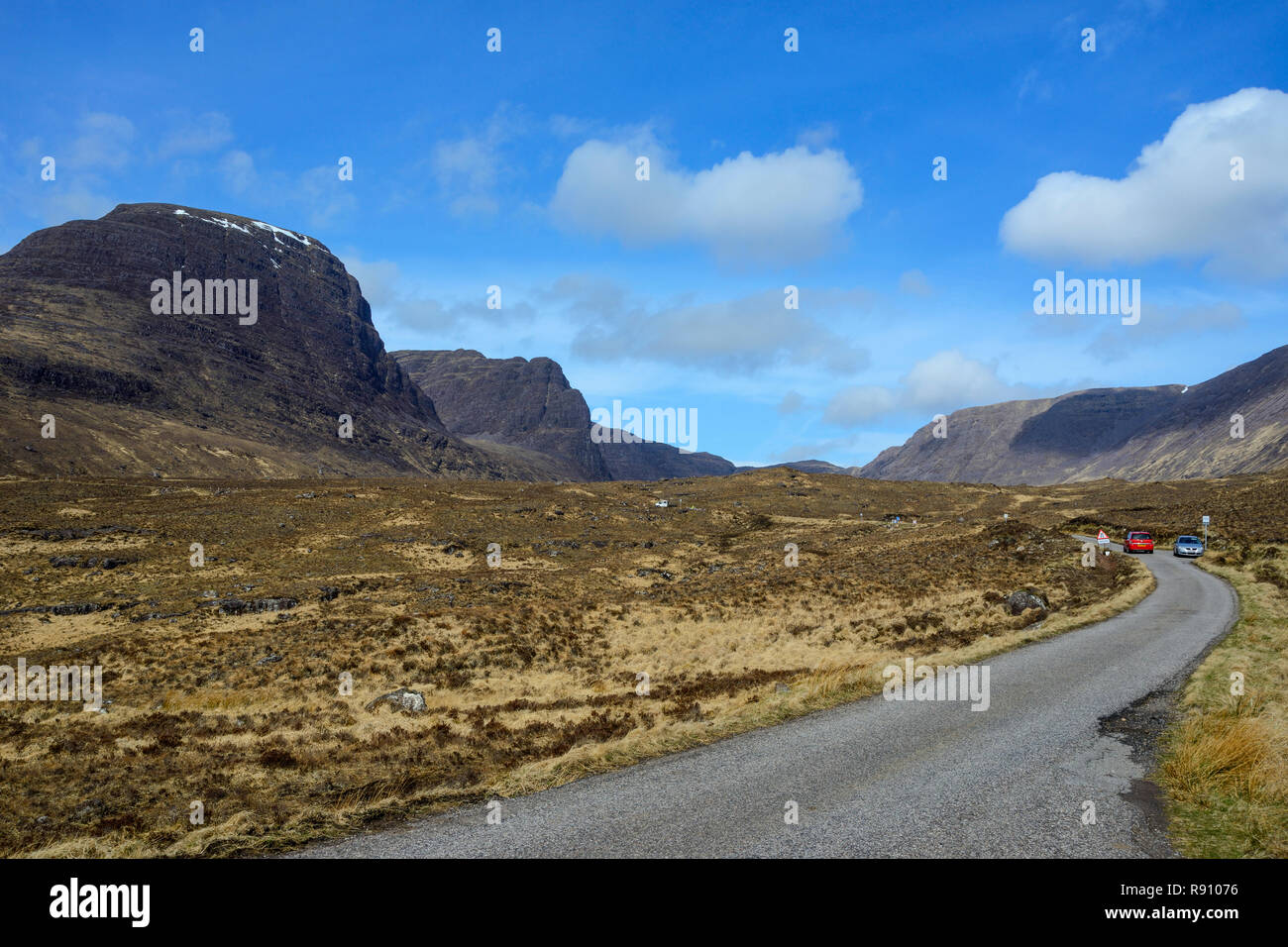 Single-track road to Bealach na Ba (pass of the cattle), Applecross Peninsula, Wester Ross, Highland Region, Scotland Stock Photo