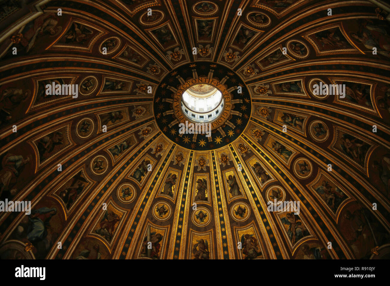 decorative ceiling of dome, st. peter's basilica, vatican city, italy Stock Photo