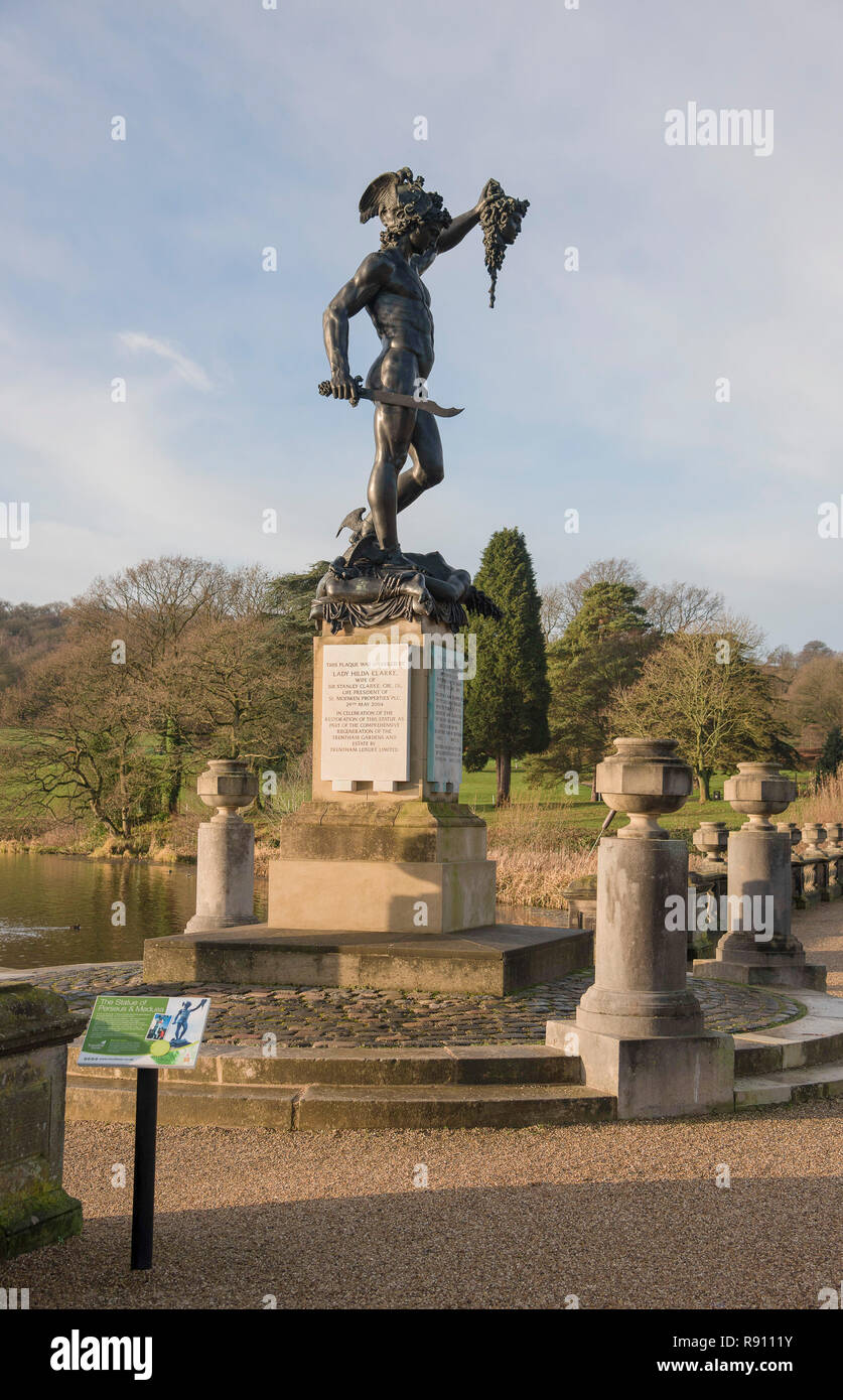 picture Medusa Greek Mythology Sculptures https www alamy com a statue of the greek mythology perseus with the head of medusa displayed in the grounds of trentham gardens staffordshire england uk image229289479 html