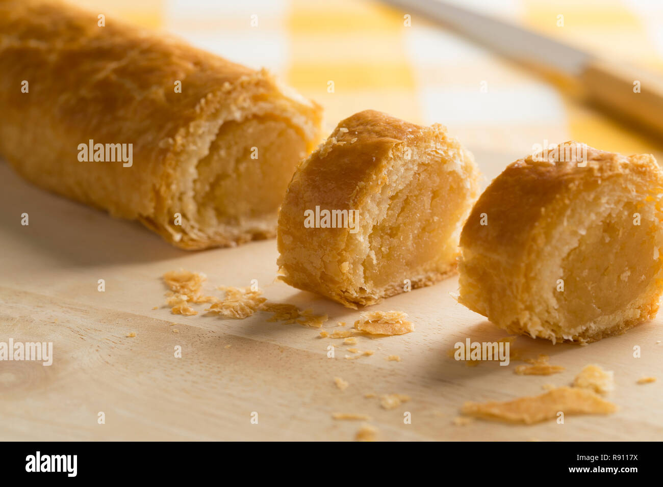 Dutch pastry with almond filling close up special voor Sinterklaas and christmas Stock Photo