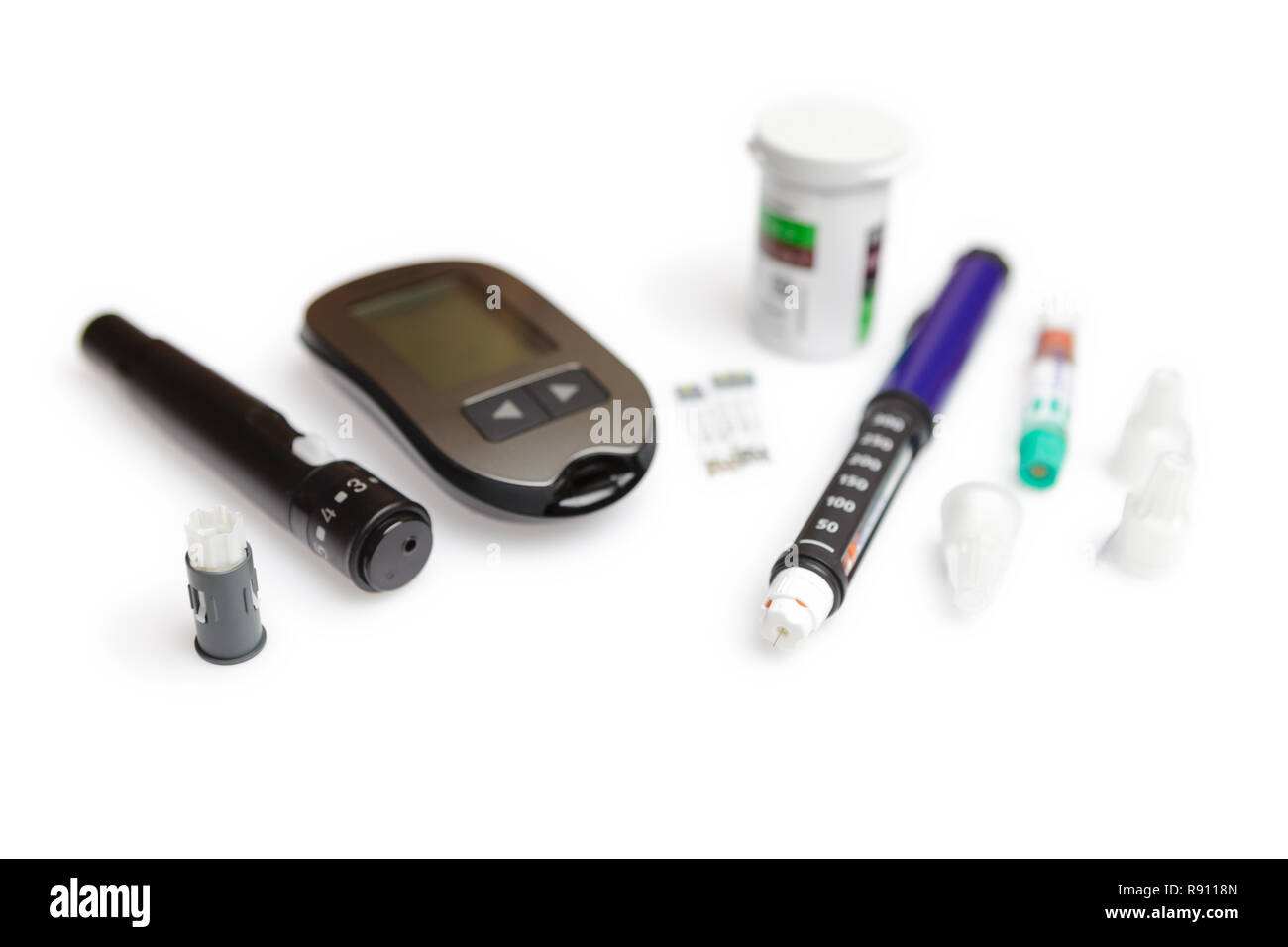 Diabetic set of lancet with spare needles, strips, box of