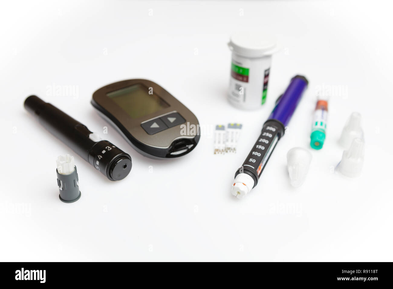 Diabetic set of lancet with spare needles, strips, box of