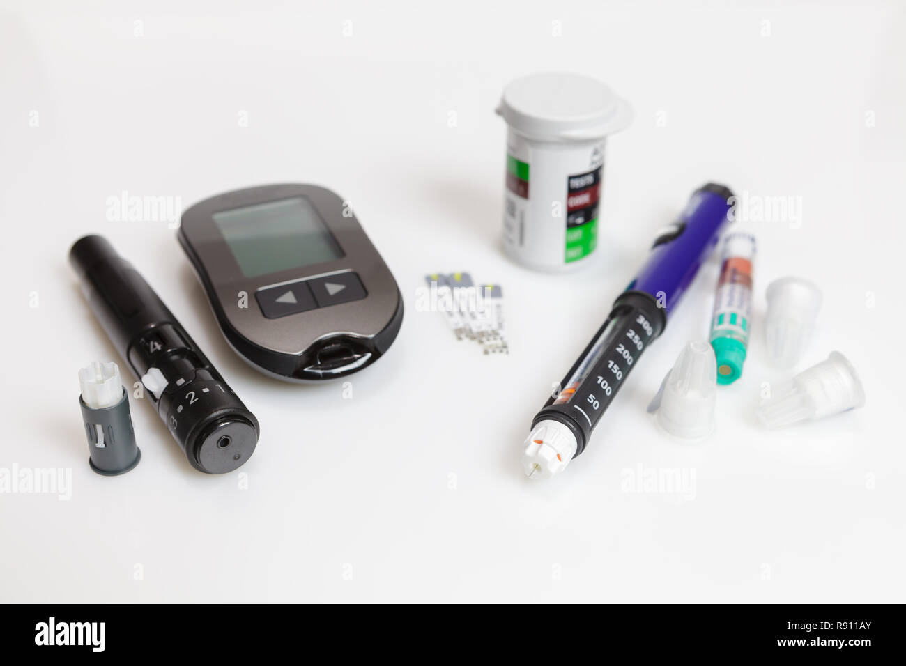 Diabetic set of lancet with spare needles, strips, box of