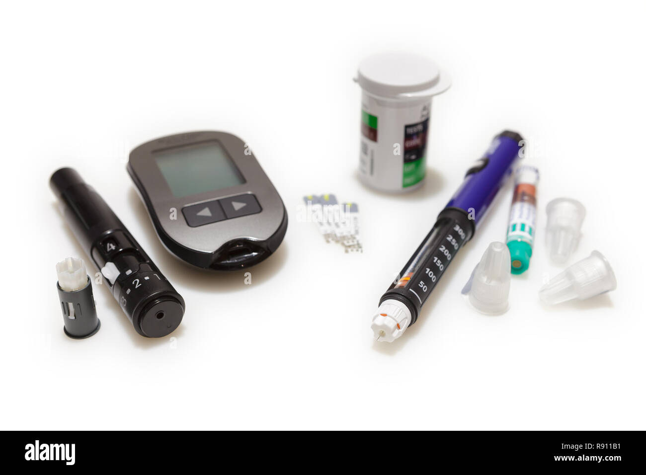 Diabetic set of lancet with spare needles, strips, box of