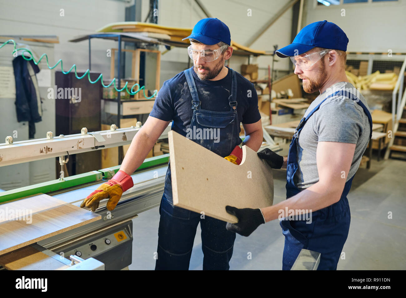 Furniture engineers at work Stock Photo Alamy