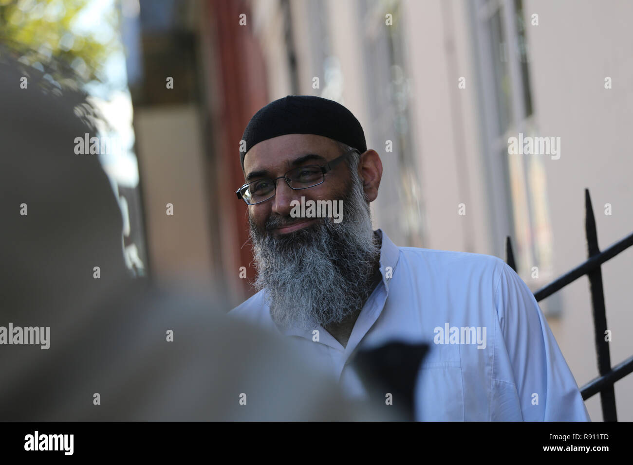 Anjem Choudary on the day of his release outside his Camden Probation Office Stock Photo