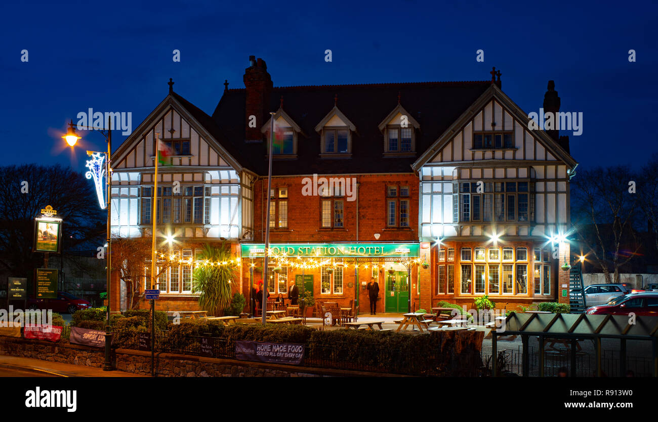 The Old Station Pub, Llandudno Junction, Conwy, North Wales. Locally known as the Killer. Image taken in December 2018. Stock Photo