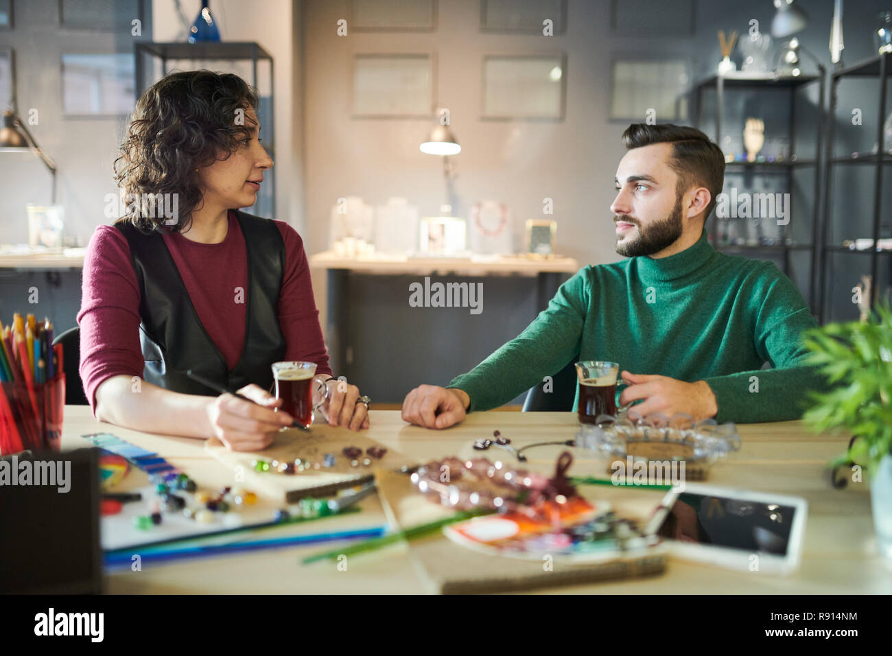 Designers Creating Custom Jewelry Stock Photo