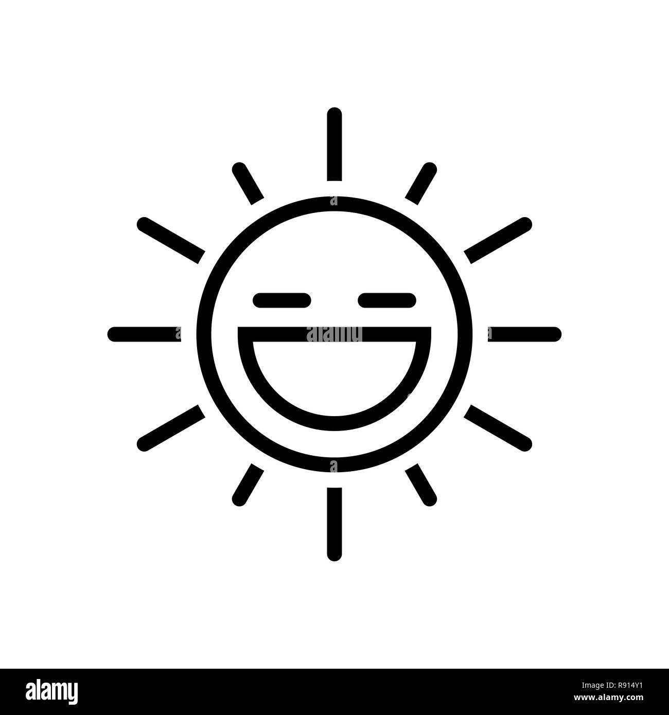 Black thin line sun icon isolated on white Stock Photo