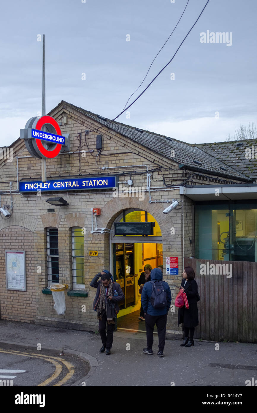 18 December 2018: Commuters walk from the Finchley Central tube station