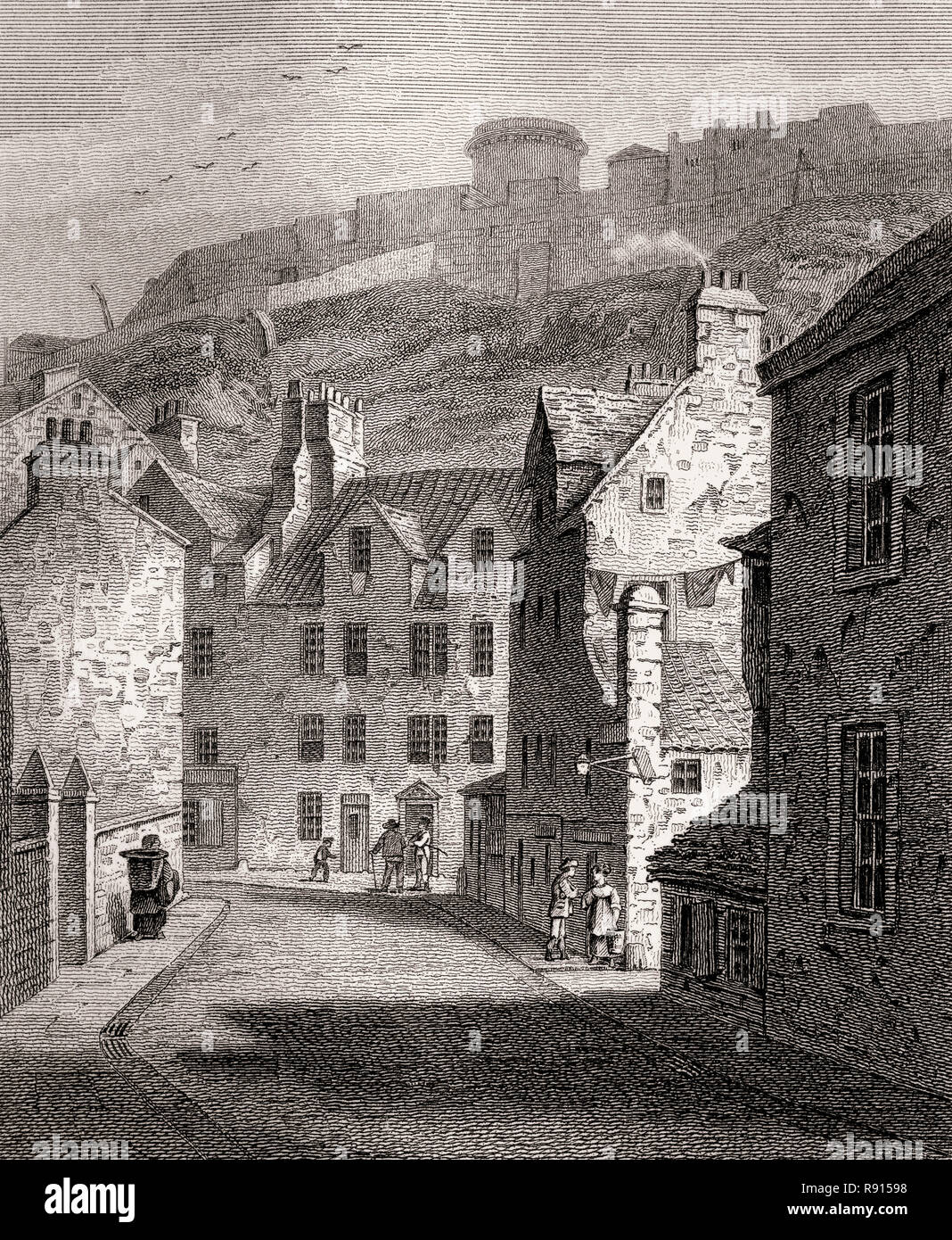 Lawnmarket, David Hume Statue, Edinburgh, Scotland, 19th century, Views