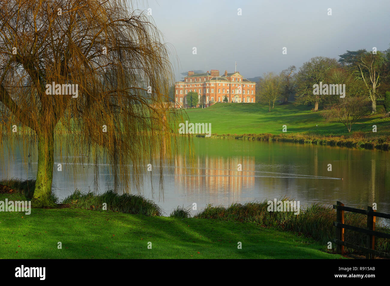 A view across the River Lea to Brocket Hall Stock Photo