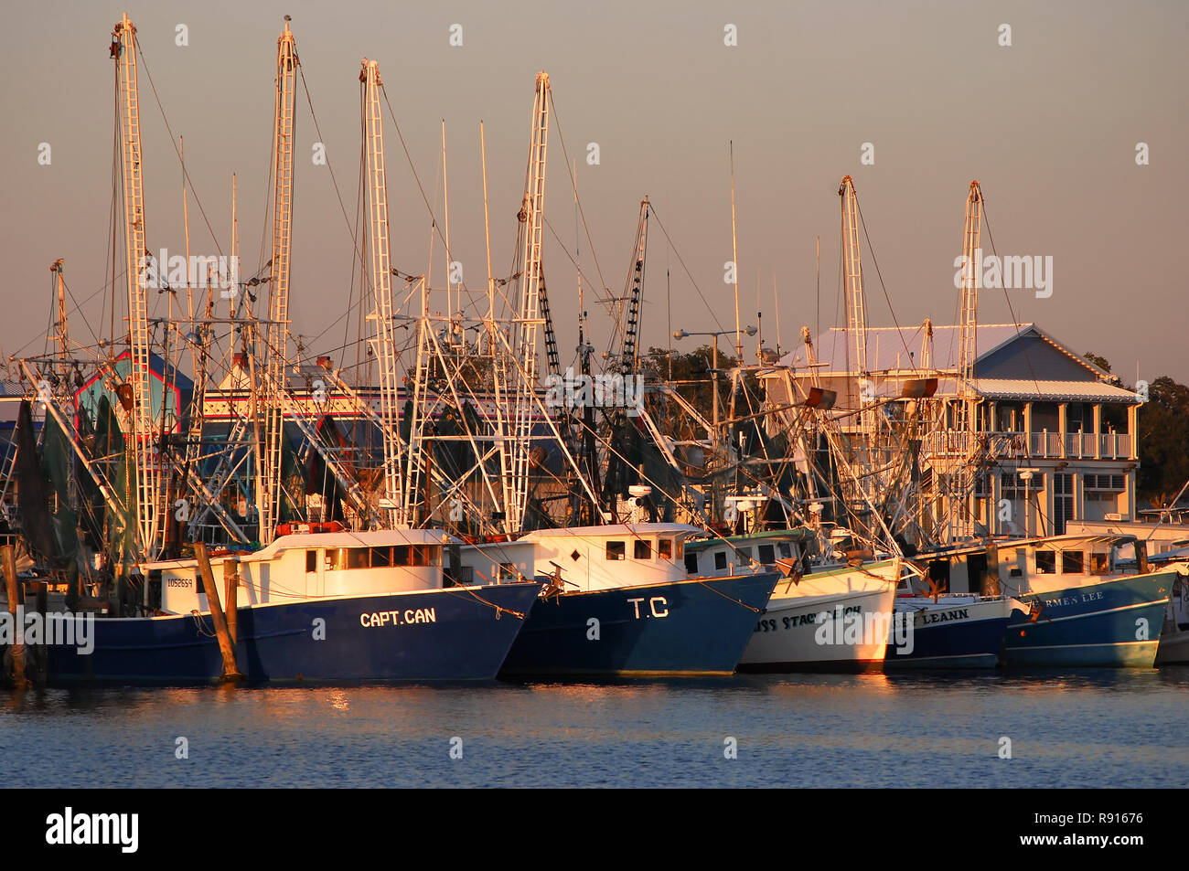 Shrimp boats dock at the Pass Christian Yacht Club in Pass Christian