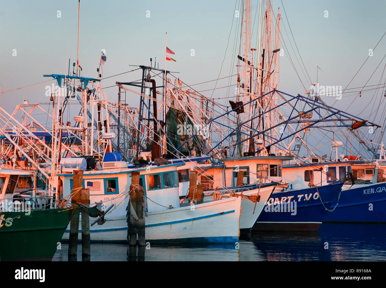 Shrimp boats dock at the Pass Christian Yacht Club in Pass Christian