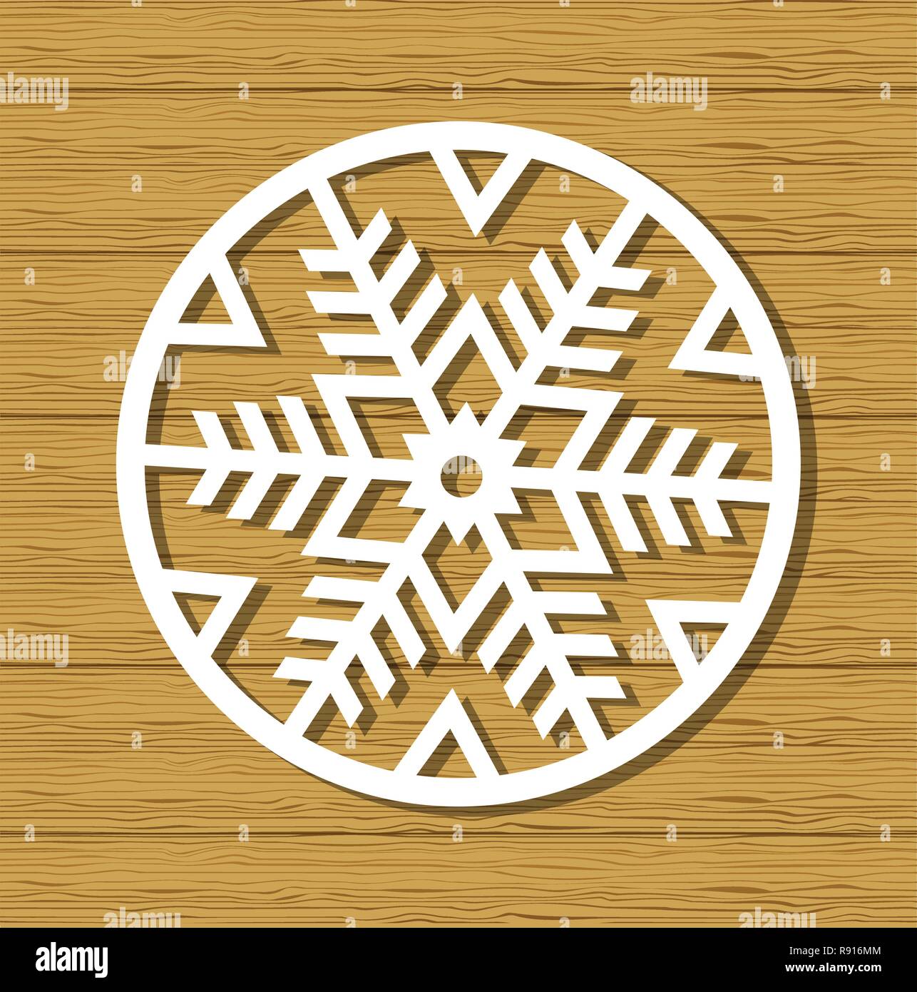 Christmas snowflake ornament design New Year pattern for a laser cut tracery Stock Vector