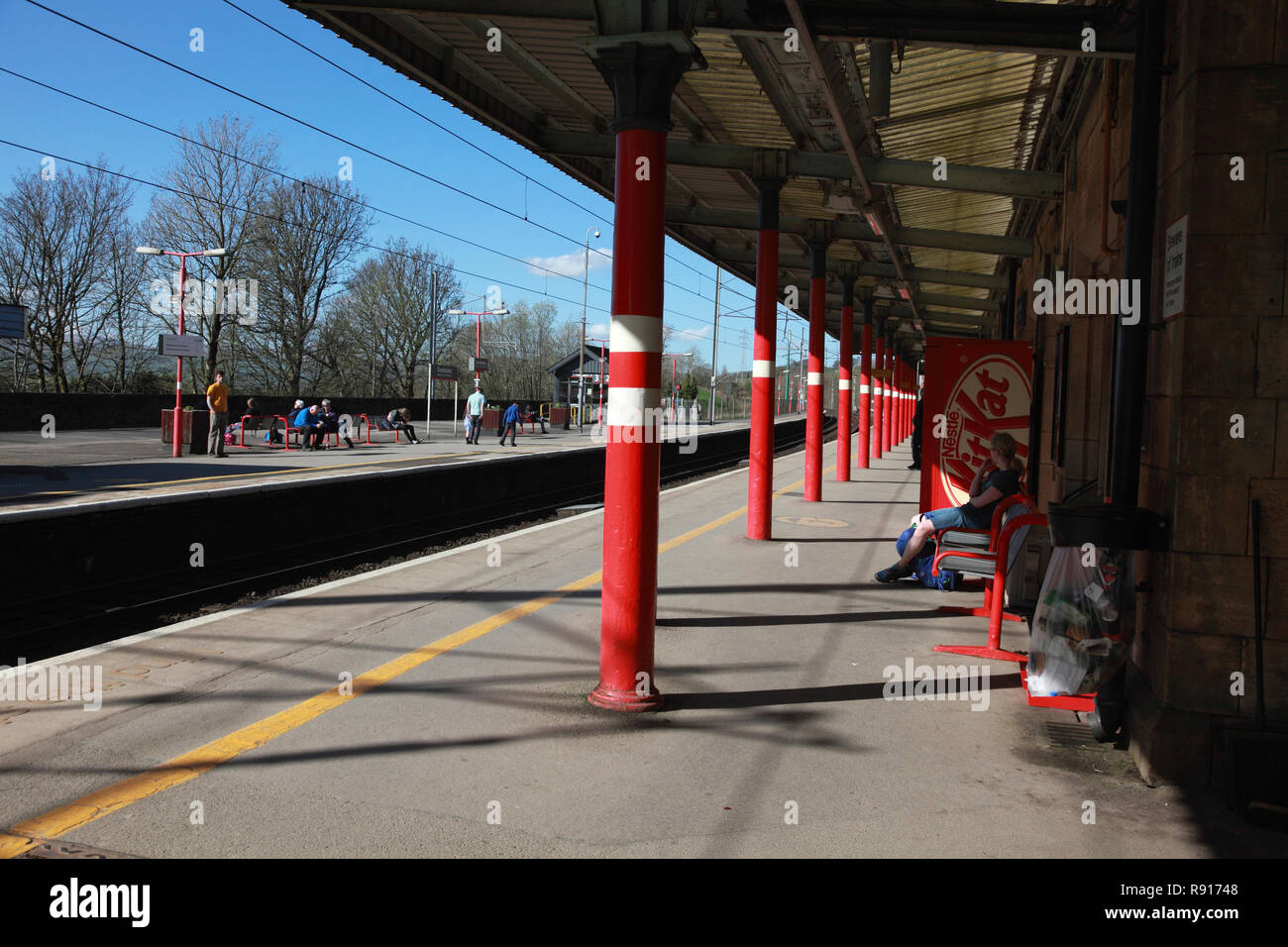 Platforms at Oxenholme station in the Lake District, Cumbria, northern England Stock Photo