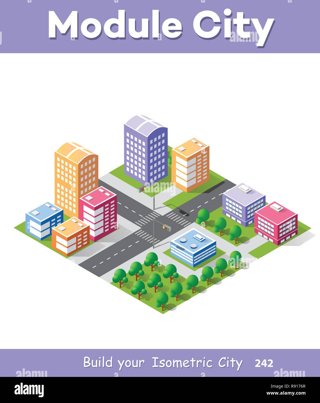 Colorful 3D isometric module is an area for constructing the design and ...