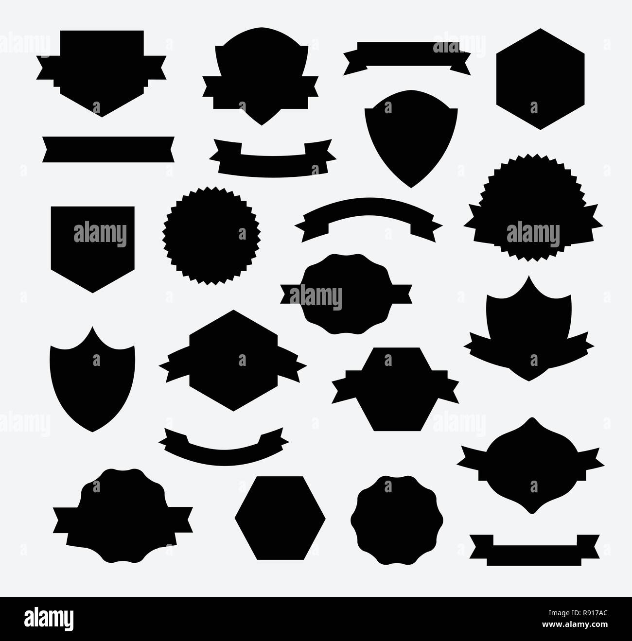 Heraldry Shield Banner Set Silhouettes Object Clipart Stock Vector