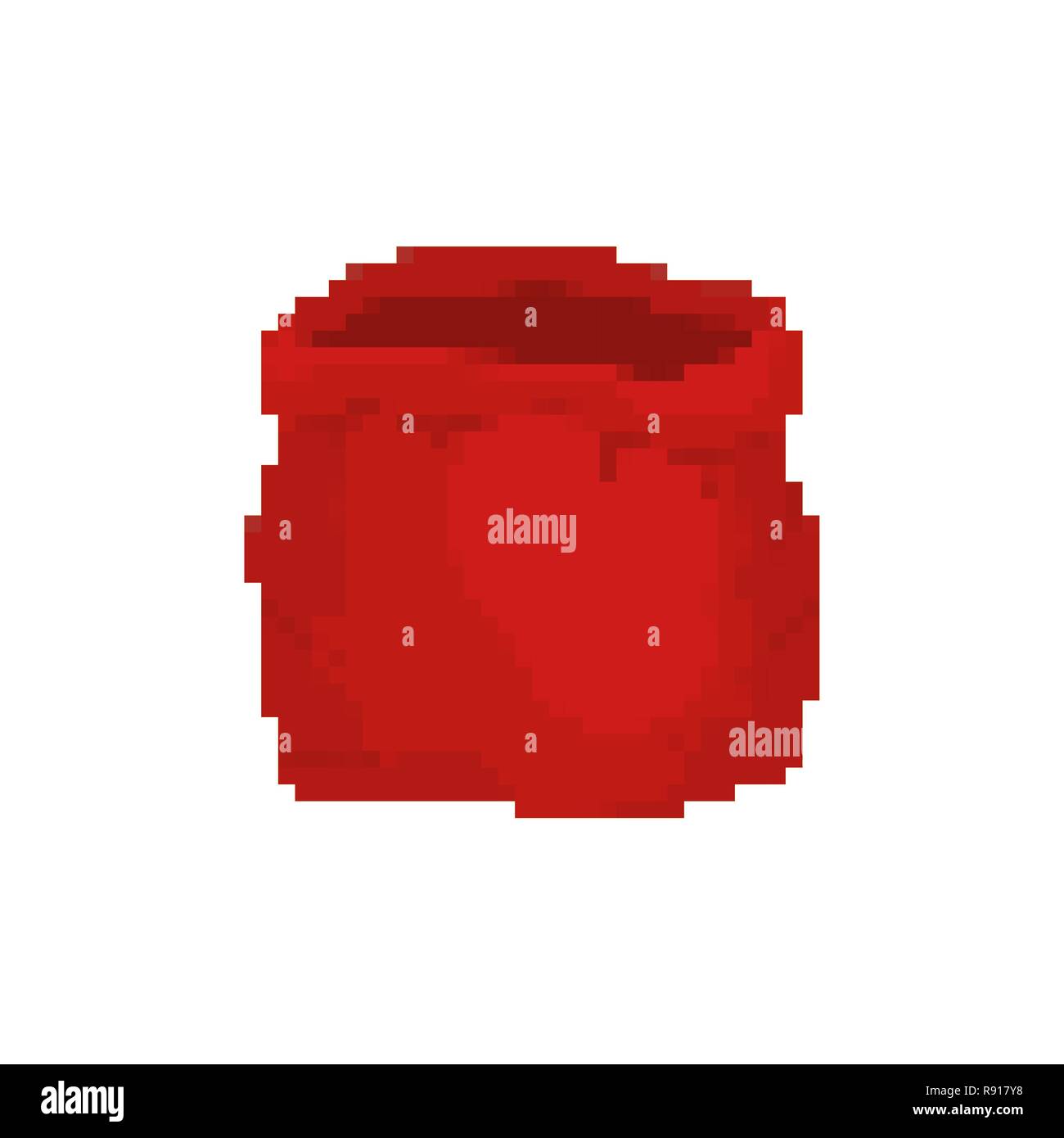Open sack Santa pixel art. Red big bag 8 bit. Video game Old school Christmas and new year holiday bag Stock Vector
