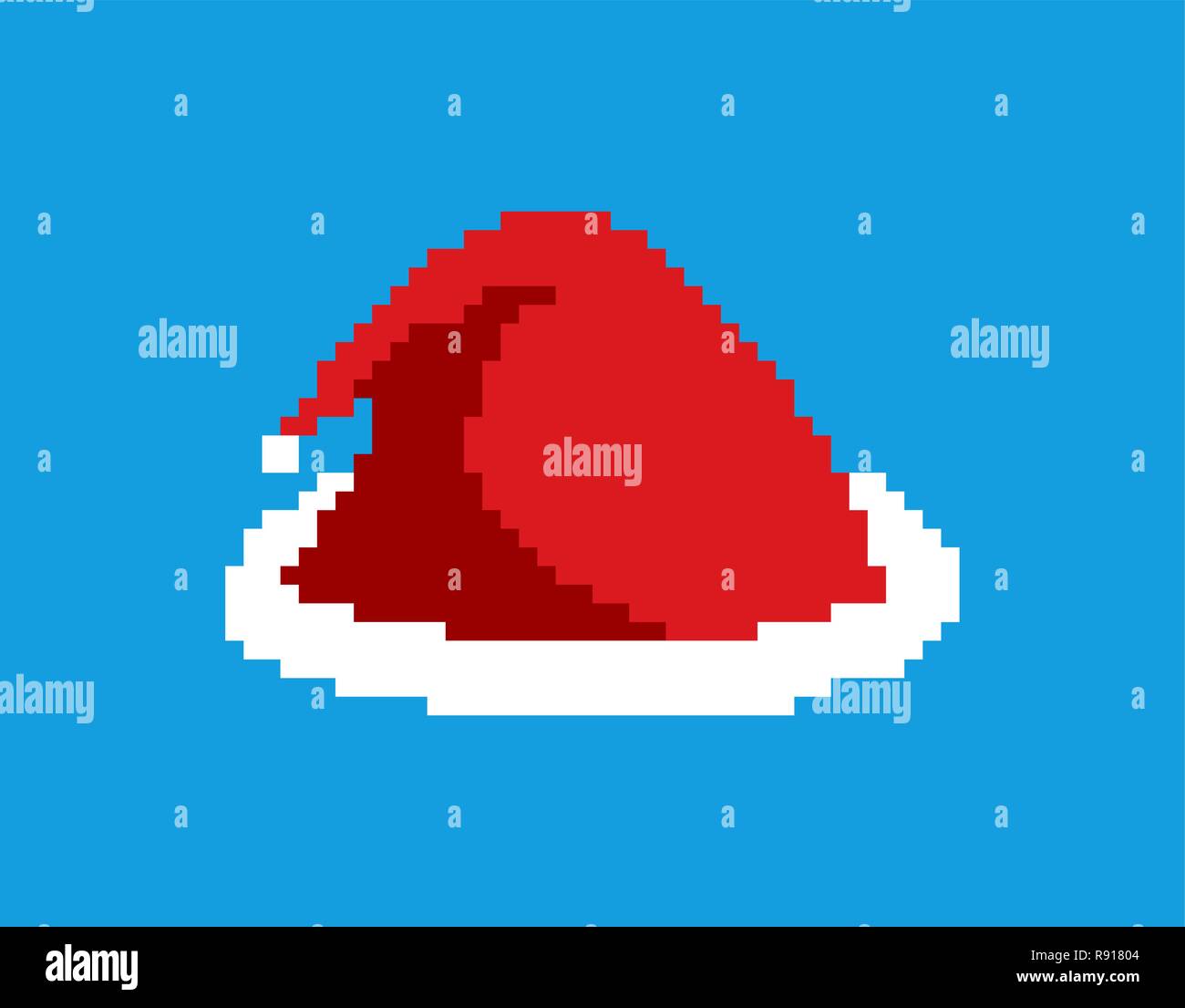 Santa cap pixel art. Christmas red hat 8bit. Festive accessory Video game  Old school . New Year Clothing Stock Vector Image & Art - Alamy