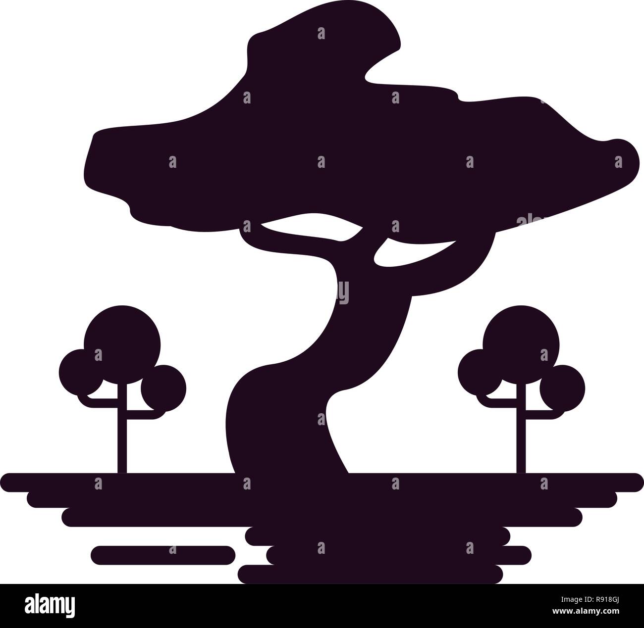 trees grass natural on white background vector illustration Stock ...