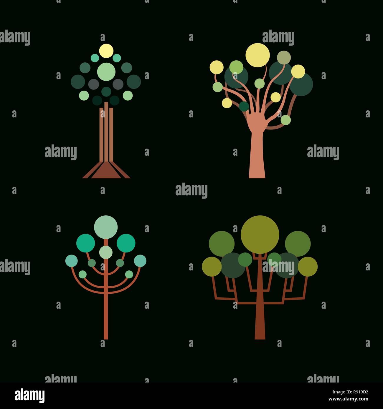 set of trees forest botanical vector illustration Stock Vector Image ...
