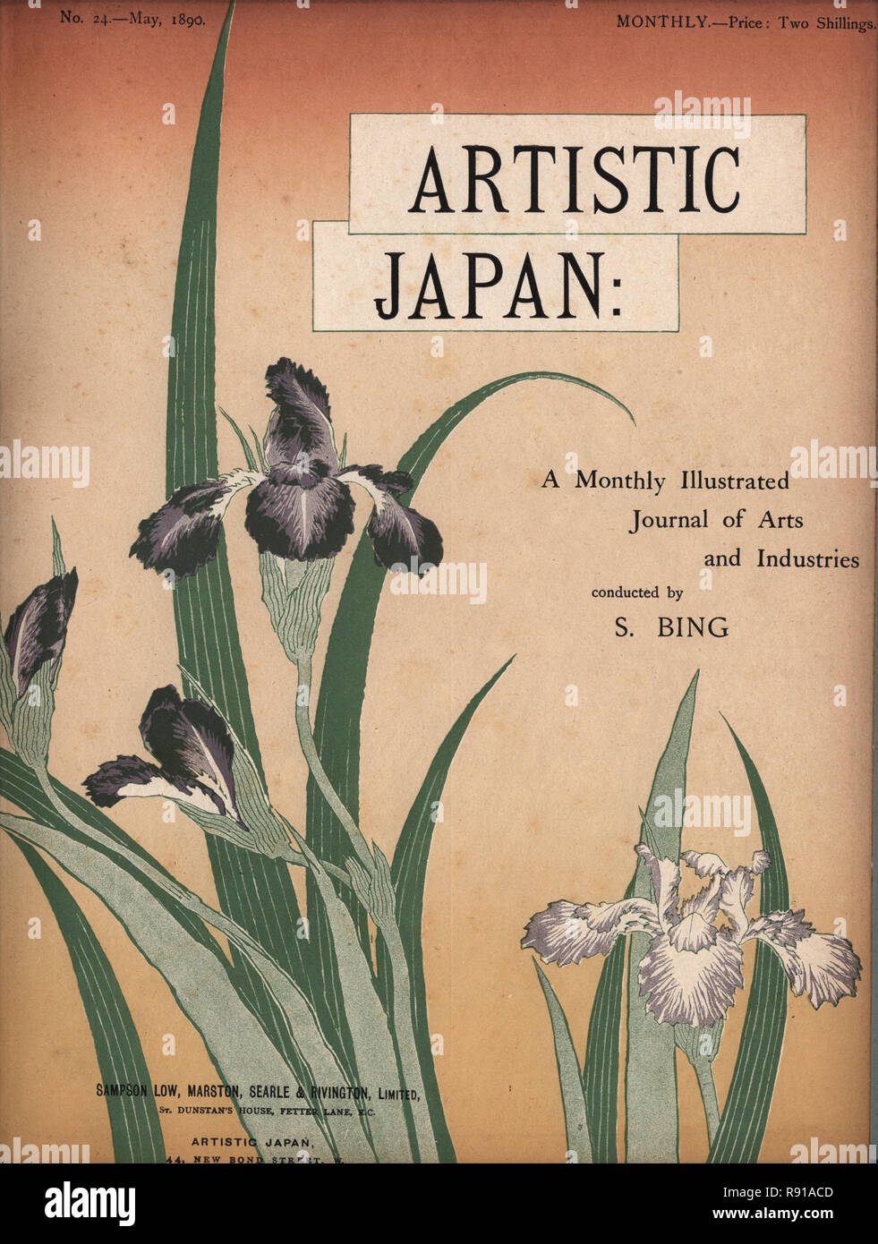 Front cover of the Victorian magazine Artistic Japan, Orchid Flowers, 1890 Stock Photo