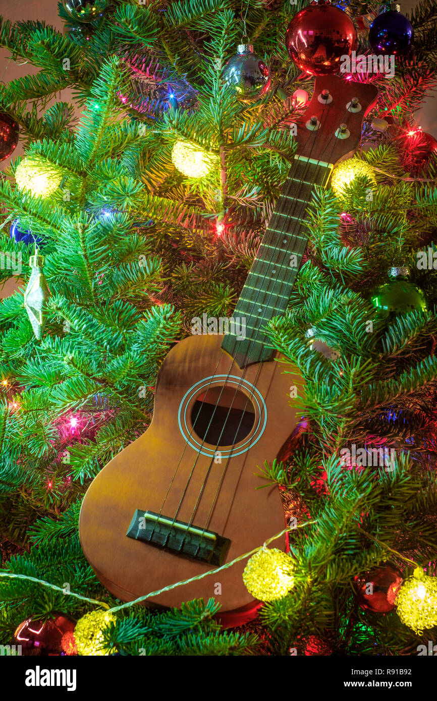 Musical instrument christmas tree ornaments hi-res stock photography