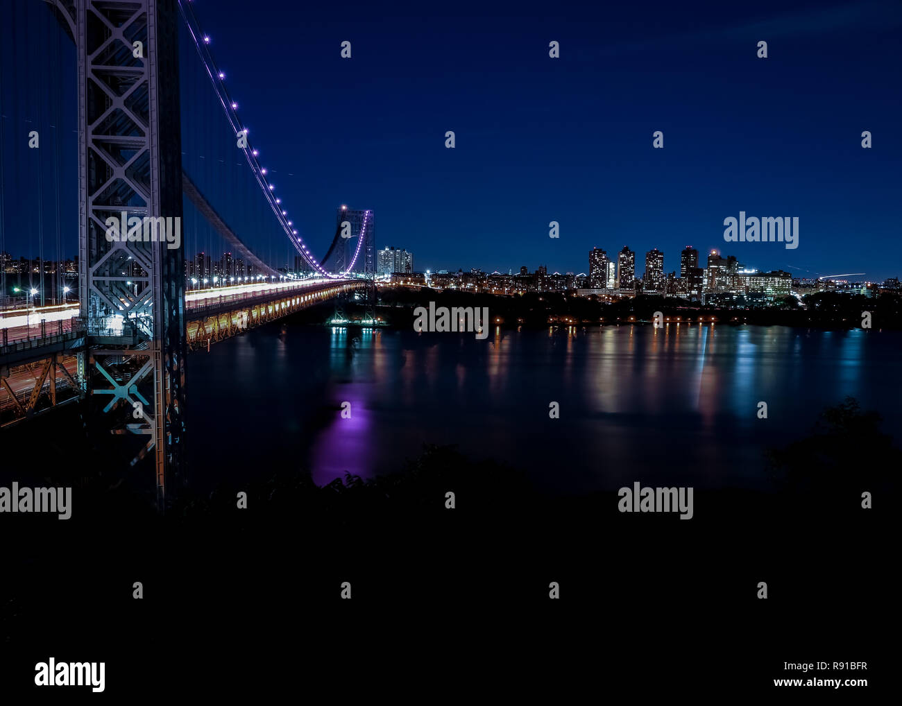 George Washington Bridge at Sunset Stock Photo